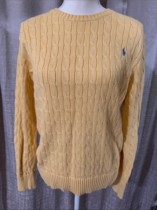 Ralph Lauren Sweaters - Ralph Lauren Yellow Cable-Knit Crewneck Sweater
